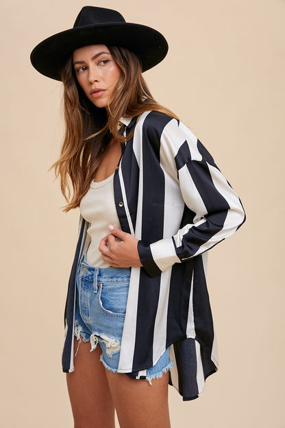 Annie Wear Striped Button Up Top