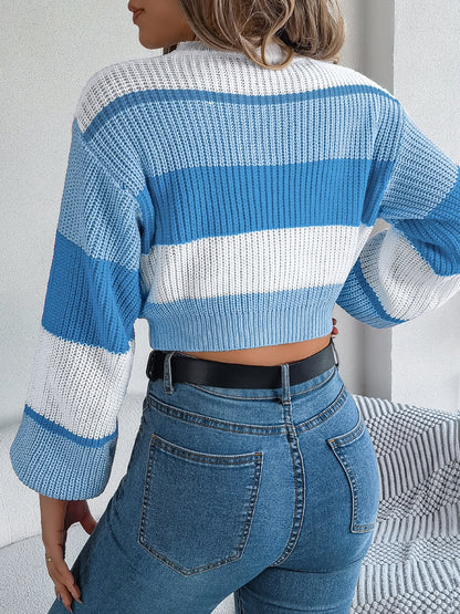 Color Block Cropped Sweater