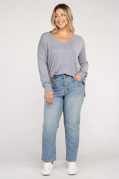 Curvy Front Seam Sweater