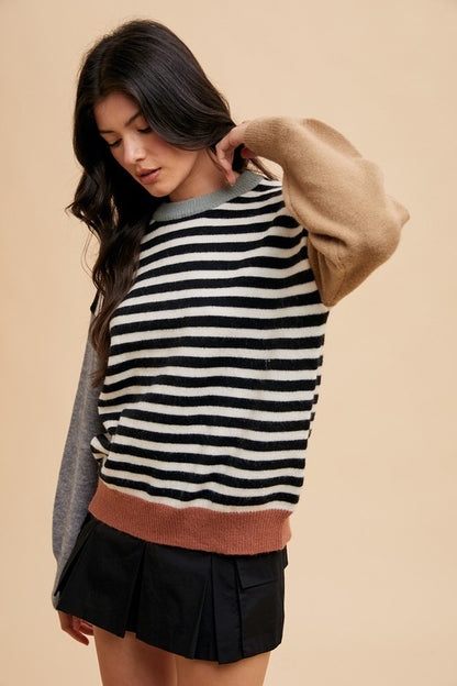 Annie Wear Striped Color Block Sweater