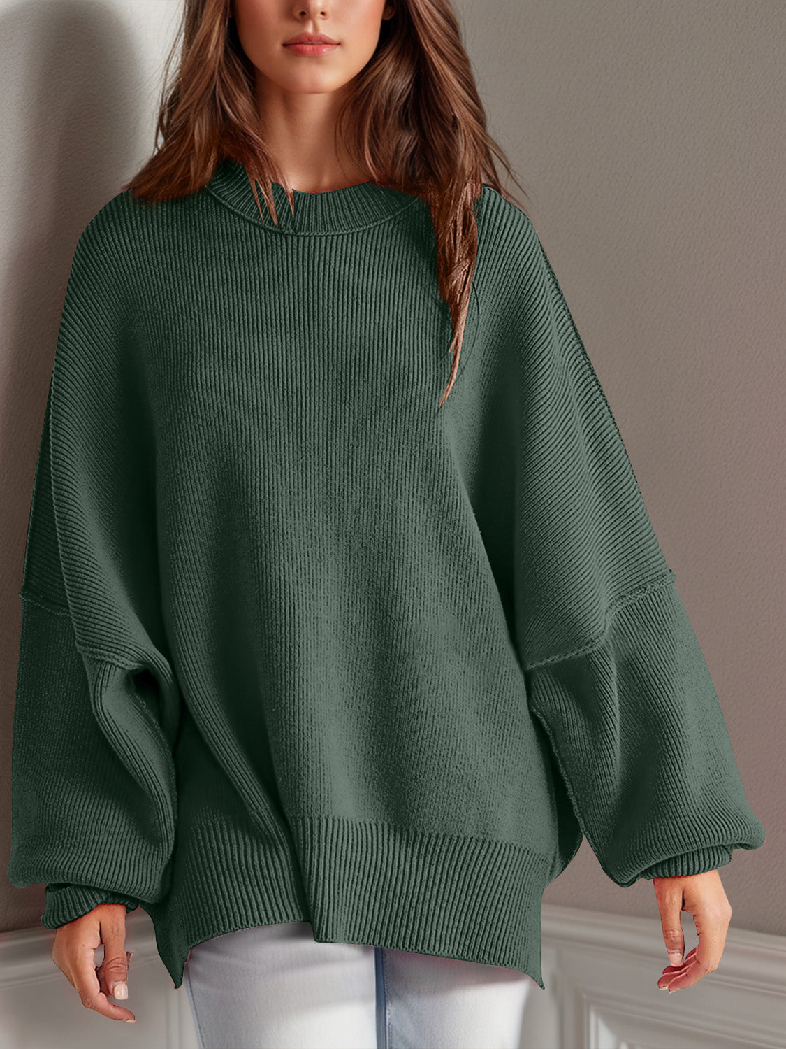 Double Take Side Slit Sweater