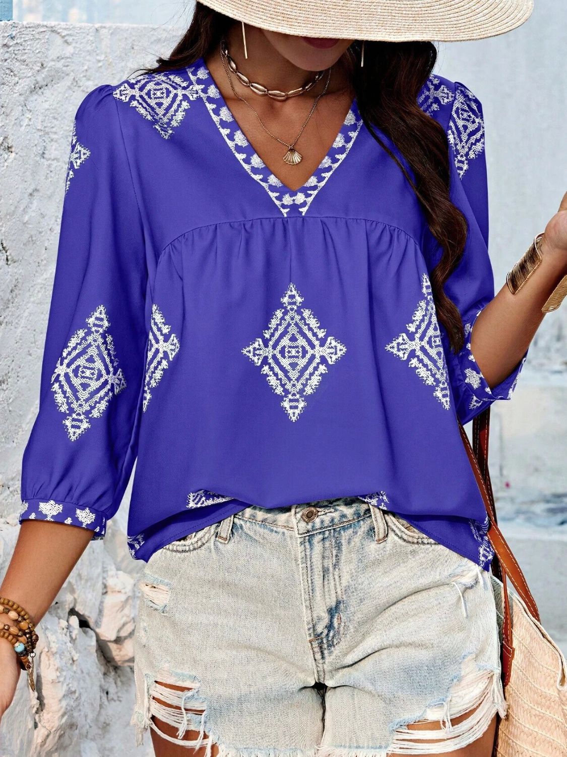 Carlee Three-Quarter Sleeve Blouse