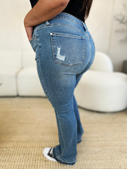 Judy Blue Mid Rise Distressed Jeans