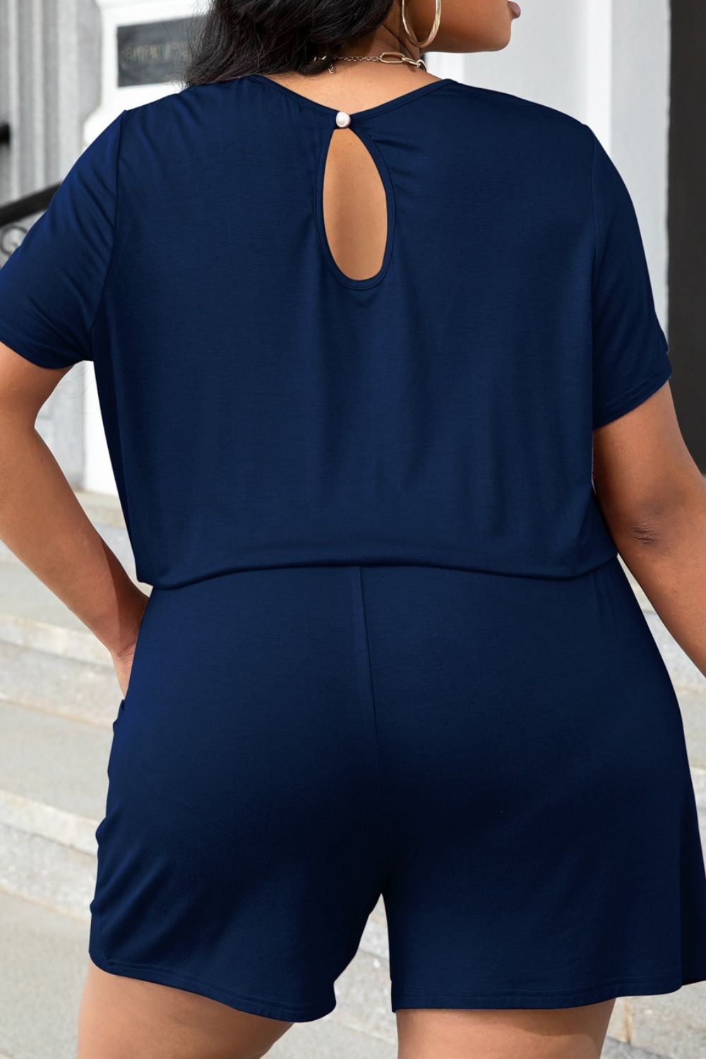 Curvy Drawstring Waist Romper