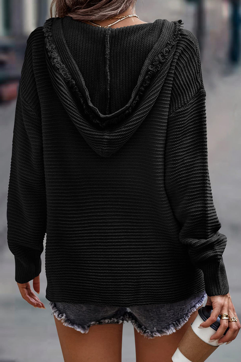 Collins V-Neck Hooded Sweater