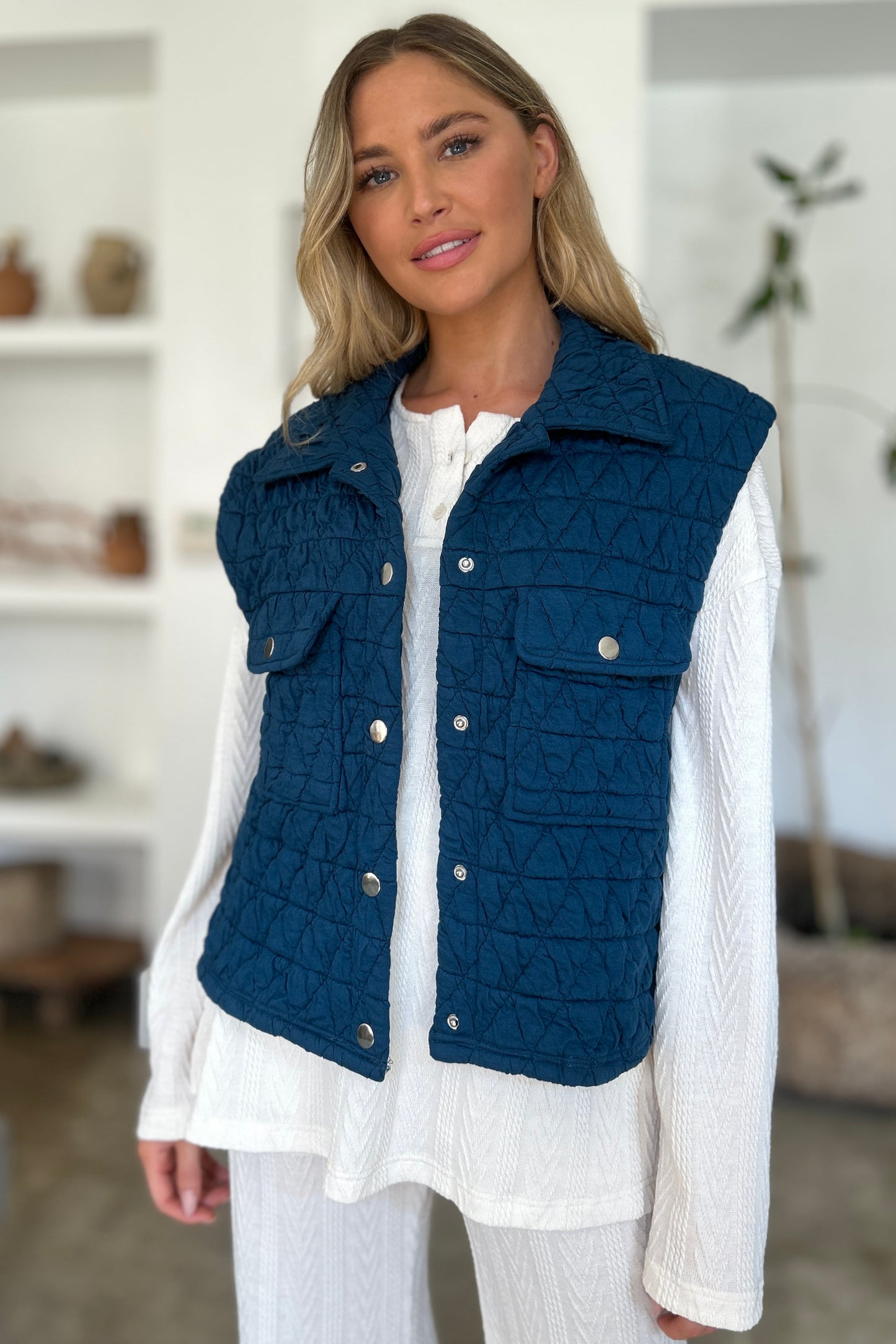 Double Take Texture Snap Vest