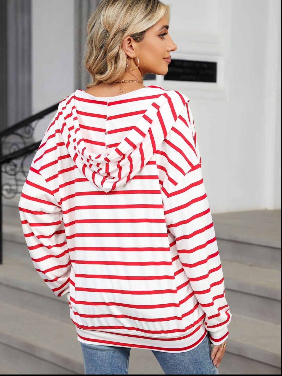 Demi Drawstring Striped Hoodie