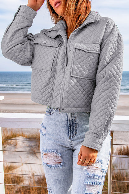 Quilted Snap Cropped Jacket