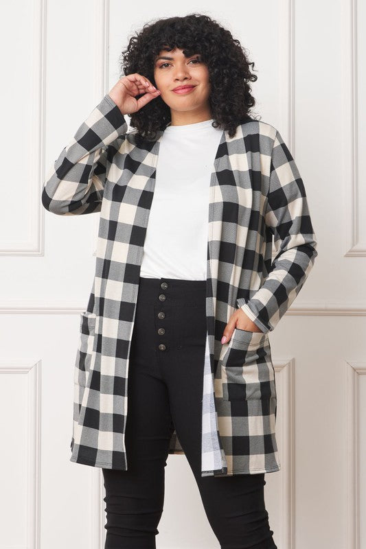 Long Buffalo Plaid Cardigan