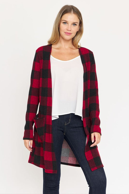 Long Buffalo Plaid Cardigan