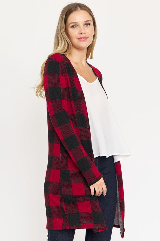 Long Buffalo Plaid Cardigan