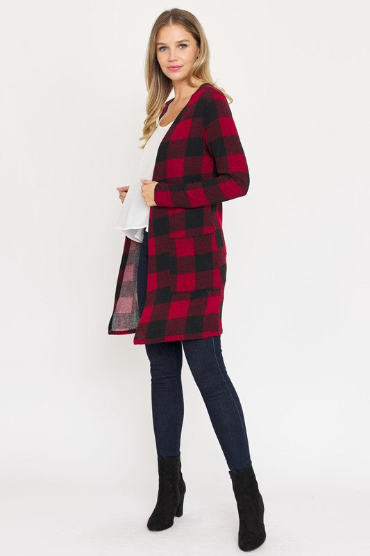 Long Buffalo Plaid Cardigan