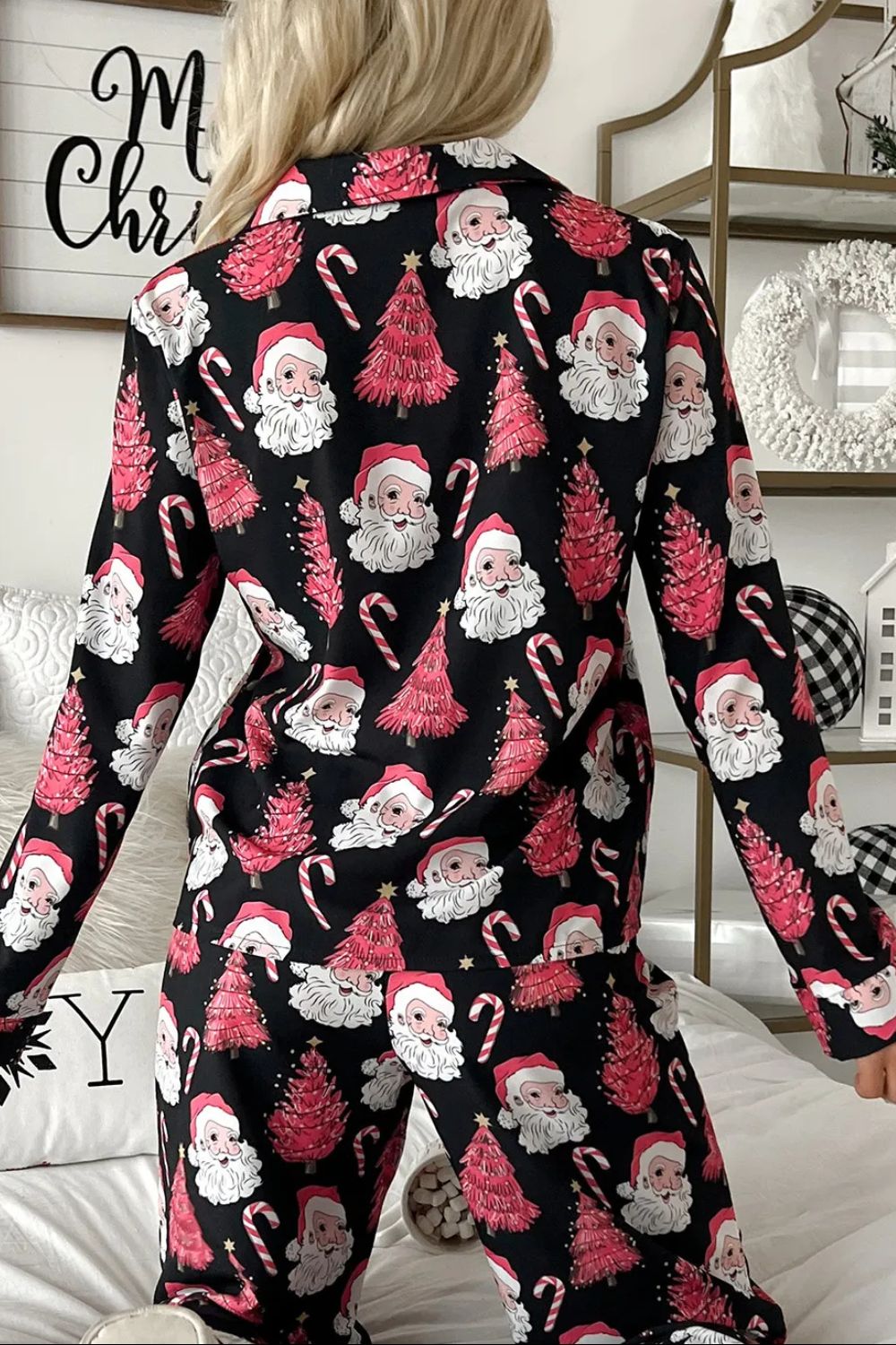 Christmas Printed Top and Pants Lounge Set