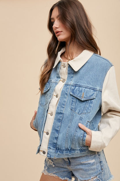 Annie Wear Collared Denim Jacket