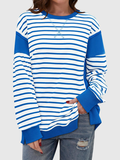 Riley Exposed Seam Striped Sweatshirt