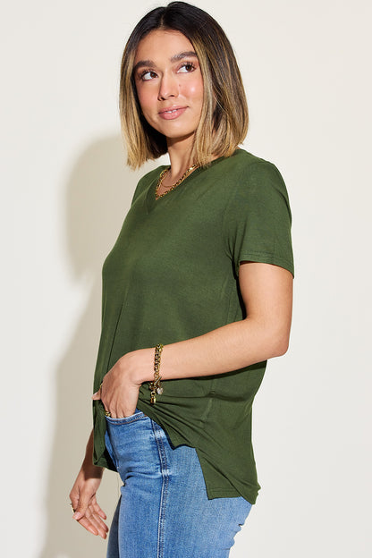 Basic Bae V-Neck High-Low T-Shirt