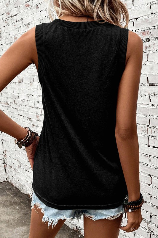 Contrast Trim V-Neck Tank Top