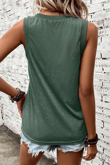 Contrast Trim V-Neck Tank Top