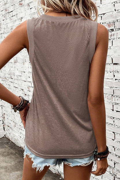 Contrast Trim V-Neck Tank Top