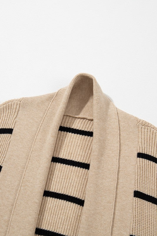 Striped Open Front Cardigan