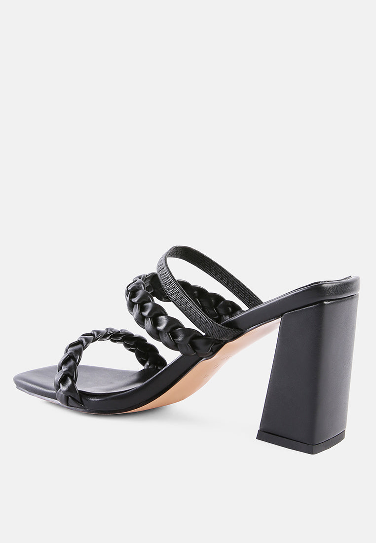 Arnie Braided Straps Block Heeled