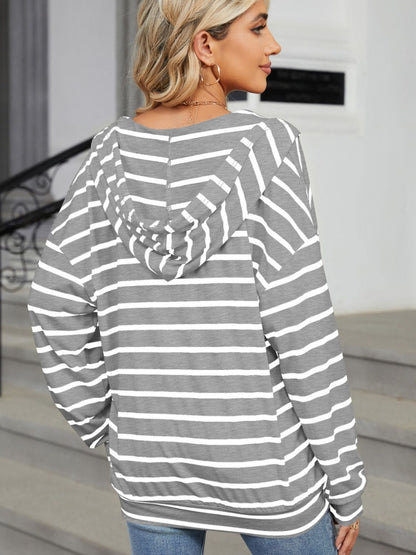 Demi Drawstring Striped Hoodie