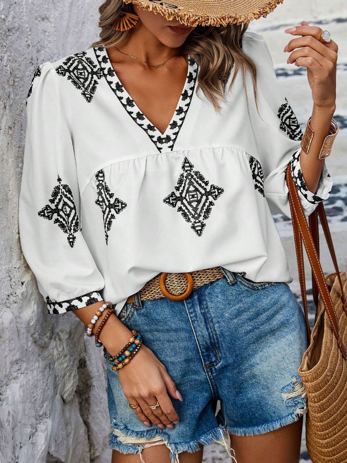 Carlee Three-Quarter Sleeve Blouse