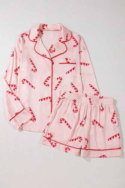 Candy Cane Top and Shorts Lounge Set