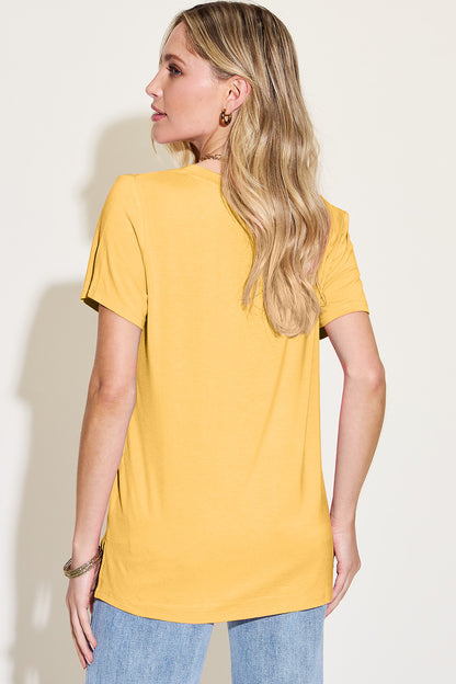 Basic Bae Bamboo V-Neck High-Low T-Shirt