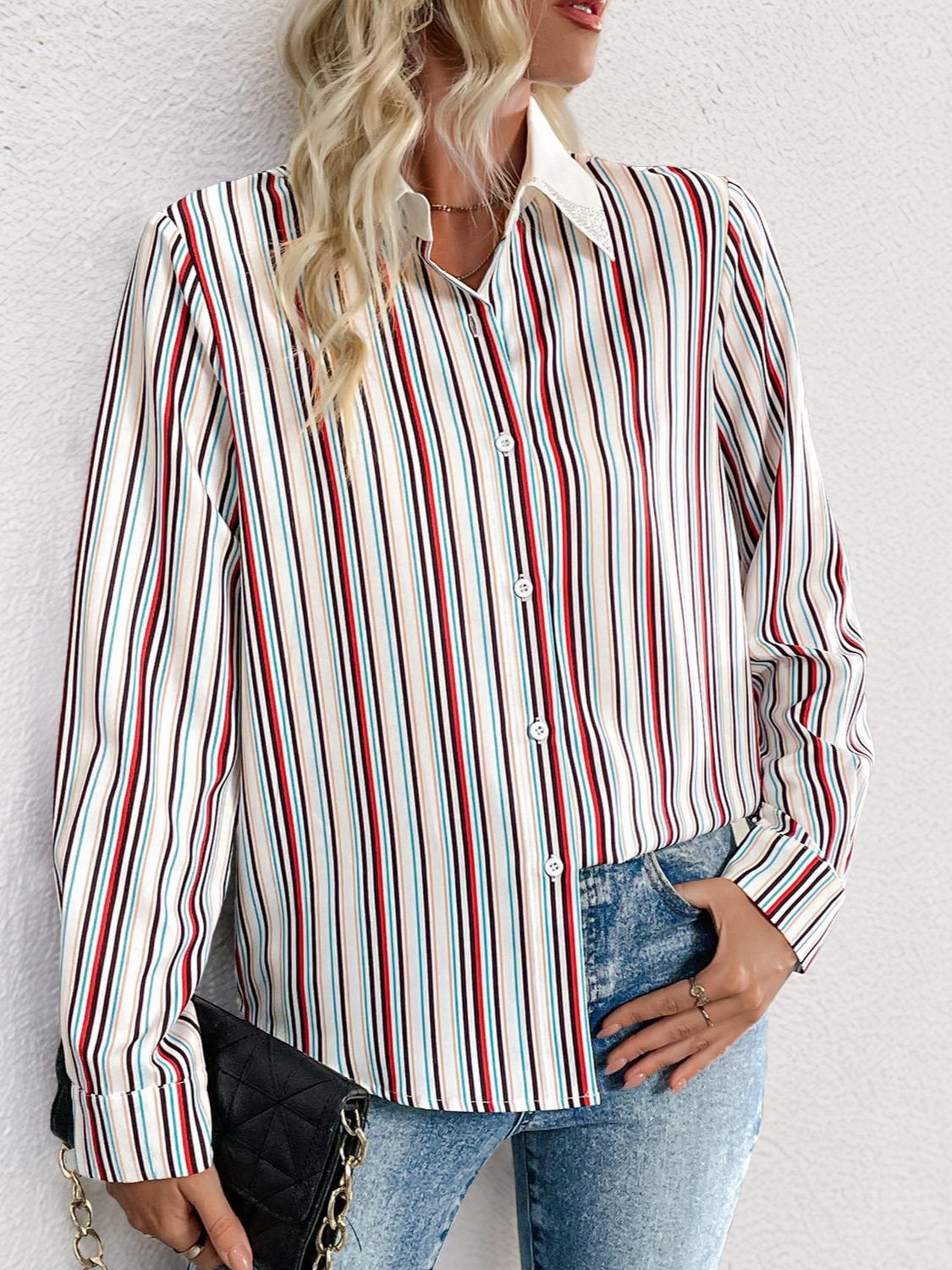 Perfee Contrast Striped Top