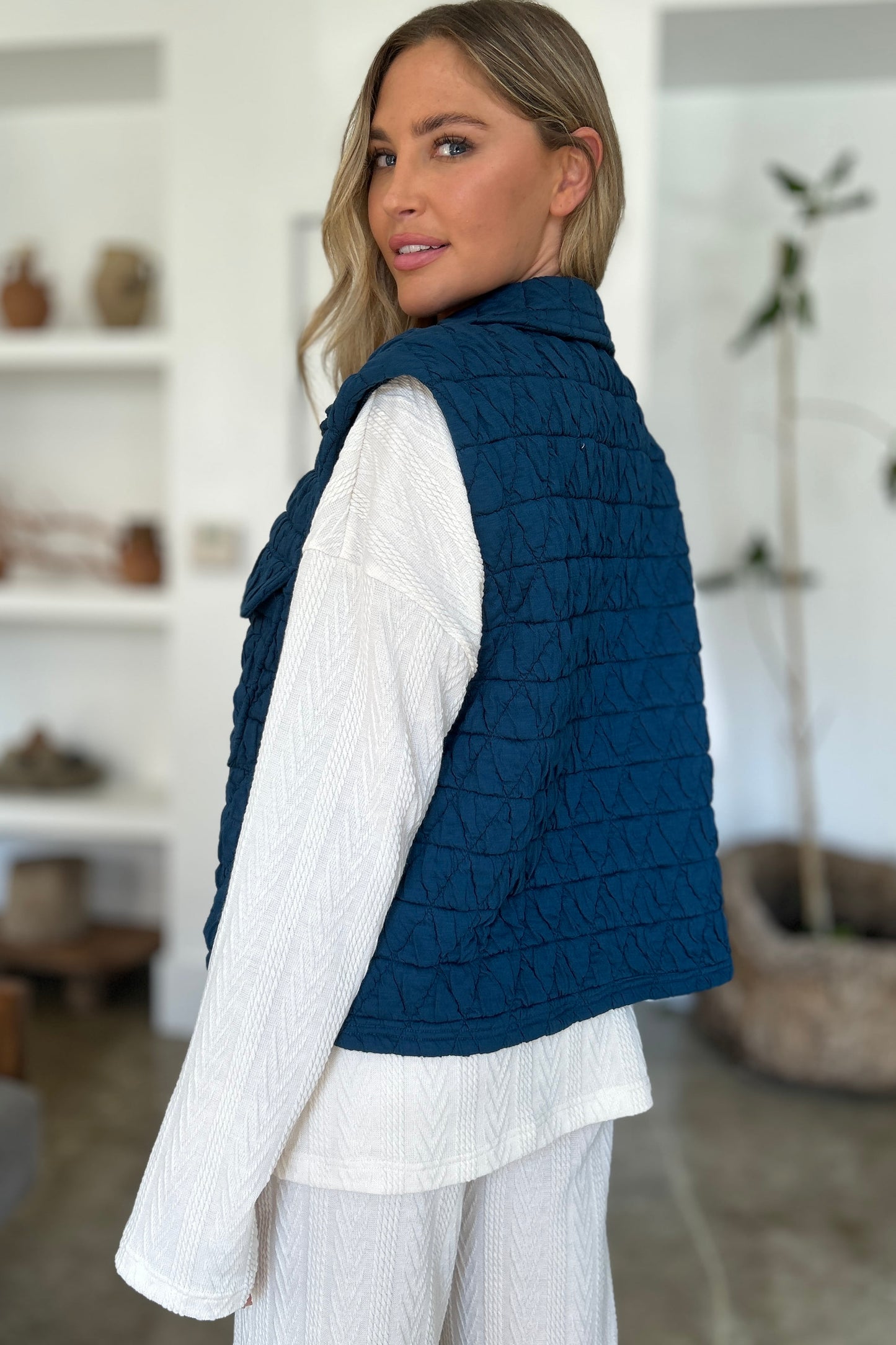 Double Take Texture Snap Vest