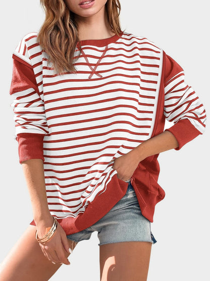 Riley Exposed Seam Striped Sweatshirt