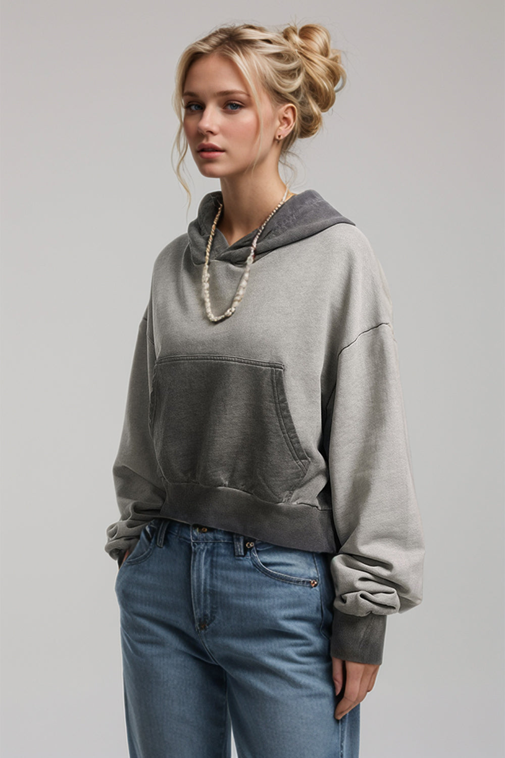 Basic Bae Kangaroo Pocket Cropped Hoodie