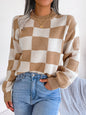 Checkered Mock Neck Sweater