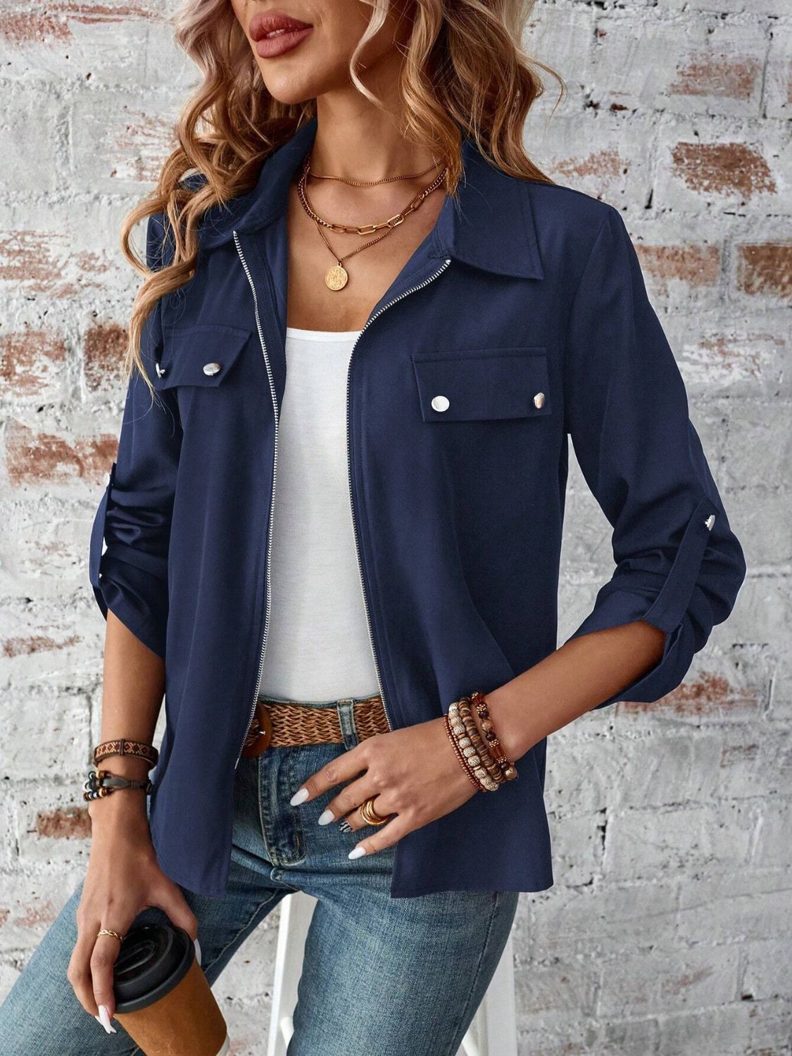 Zip Up Collared Jacket