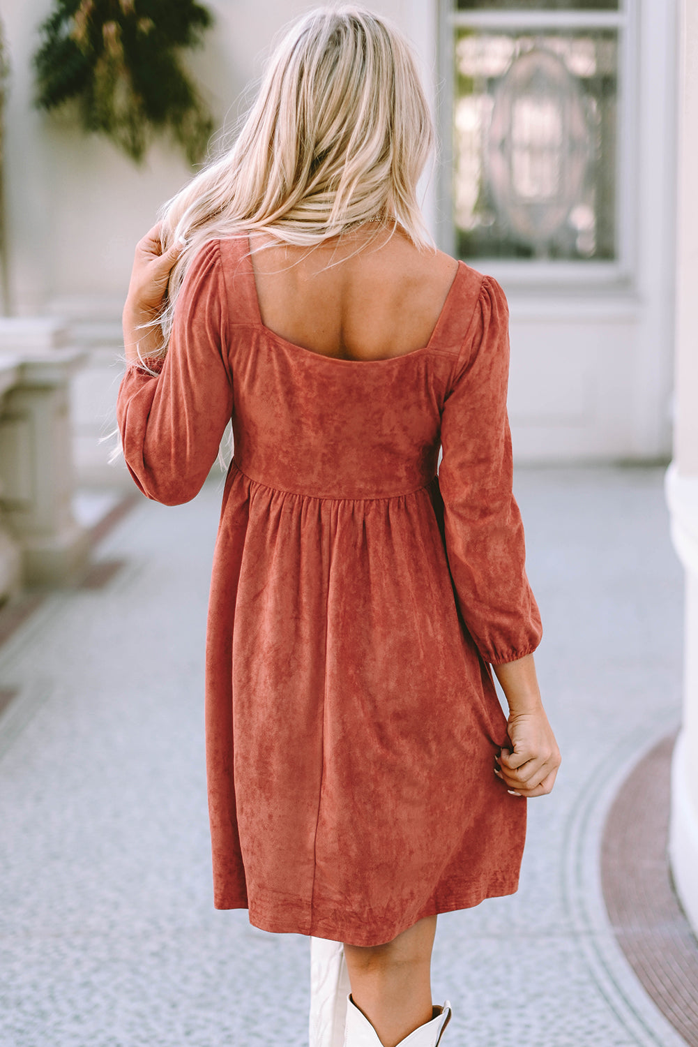 Kaylee Suede Puff Sleeve Dress