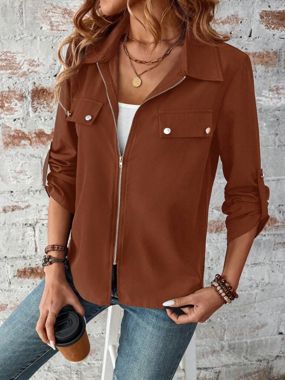 Zip Up Collared Jacket