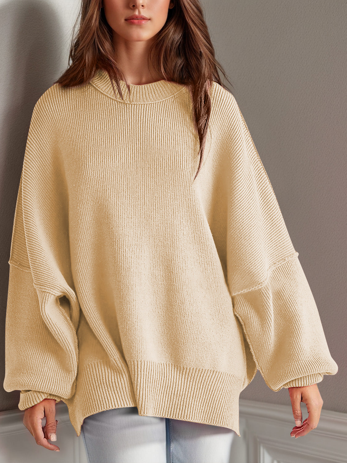 Double Take Side Slit Sweater