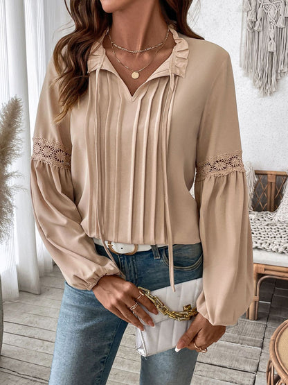 Perfee Frill Tie Blouse