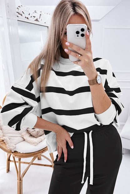 Black Striped Pullover and Joggers Set