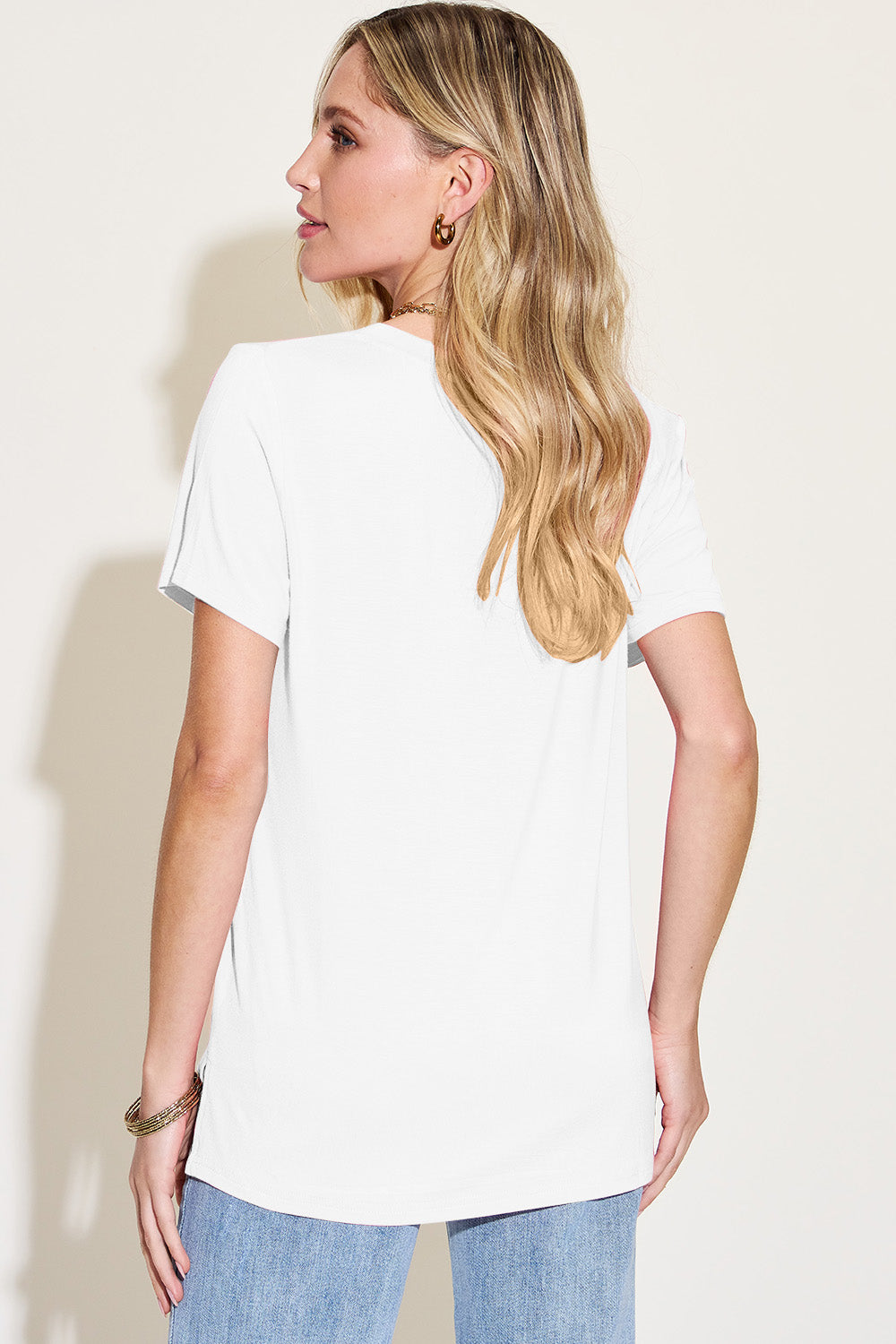 Basic Bae Bamboo V-Neck High-Low T-Shirt