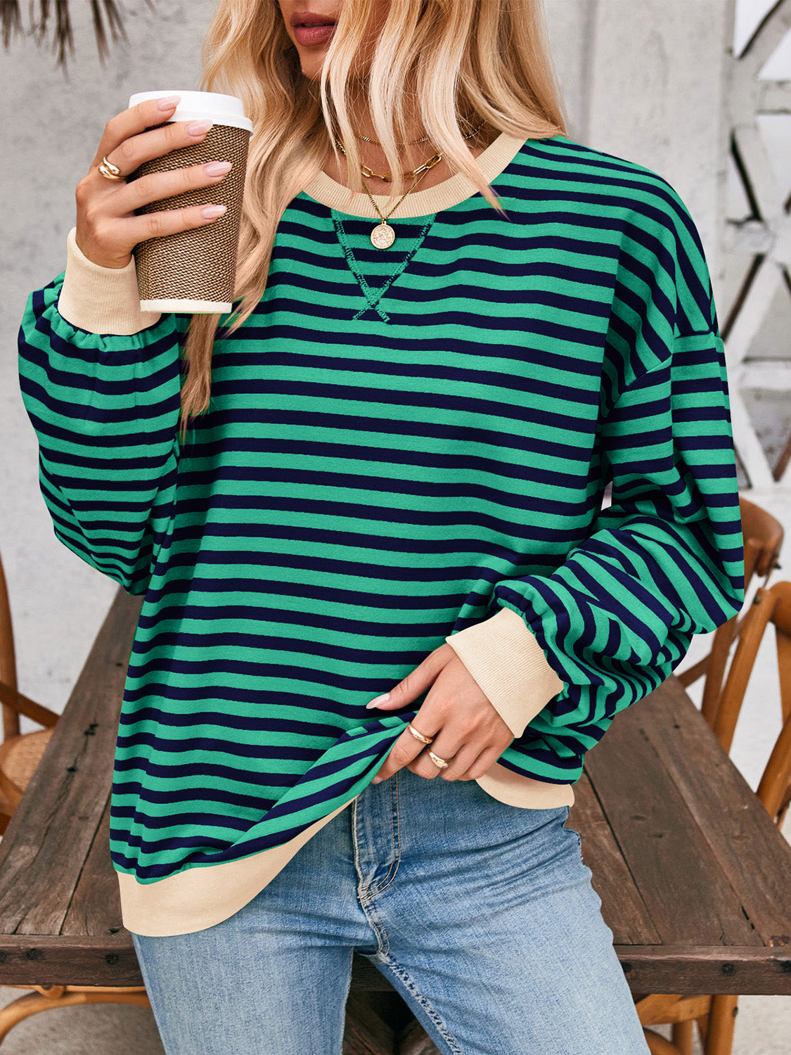 Lovelet Contrast Striped Sweatshirt