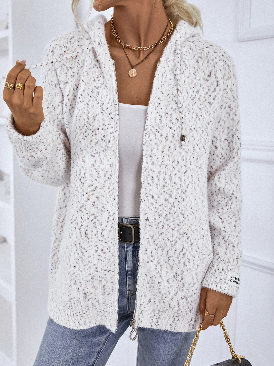 Zip-Up Hooded Cardigan