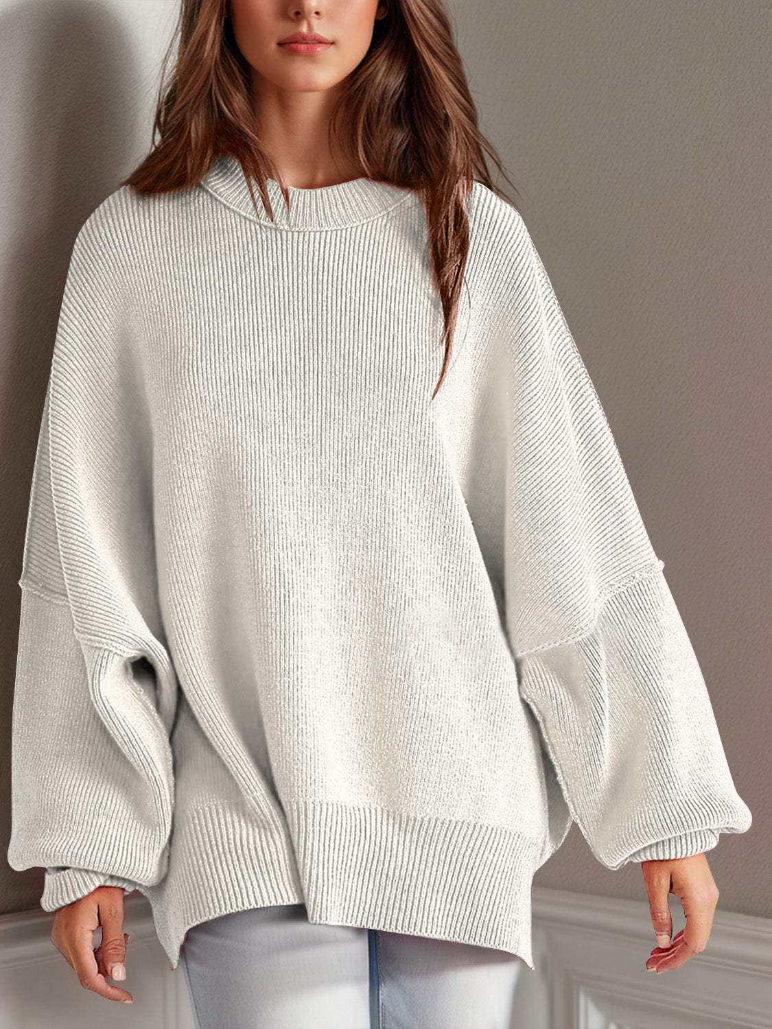 Double Take Side Slit Sweater