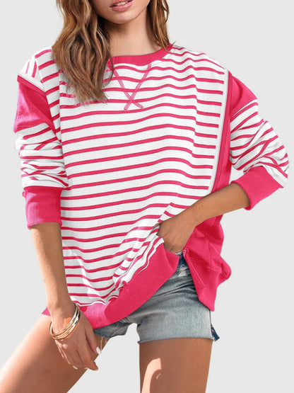 Riley Exposed Seam Striped Sweatshirt