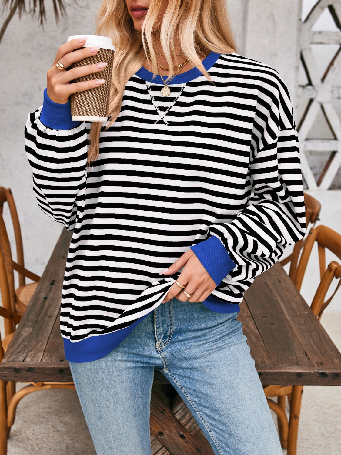 Lovelet Contrast Striped Sweatshirt