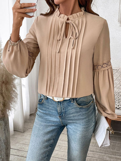 Perfee Frill Tie Blouse