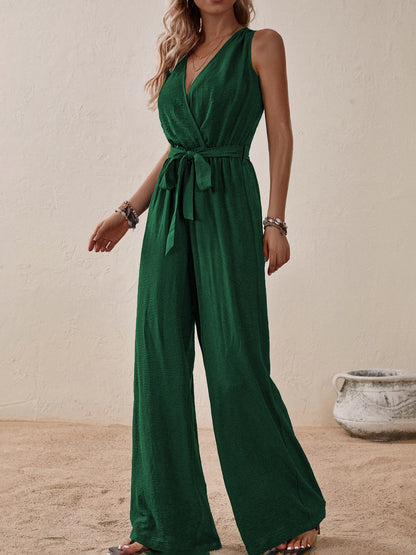 Honey Tied Sleeveless Wide Leg Jumpsuit