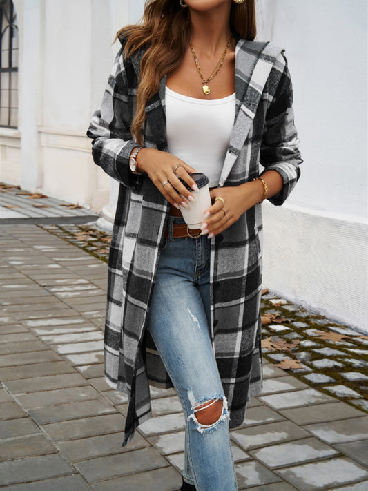 Devine Plaid Hooded Coat