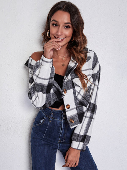 Plaid Button Front Jacket